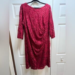 Jessica Howard Burgundy Lace Long Sleeve Dress